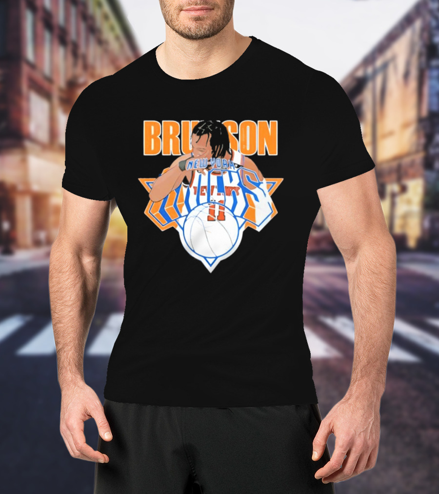 Jalen Brunson New York Knicks 11 Caricature Basketball T-Shirt