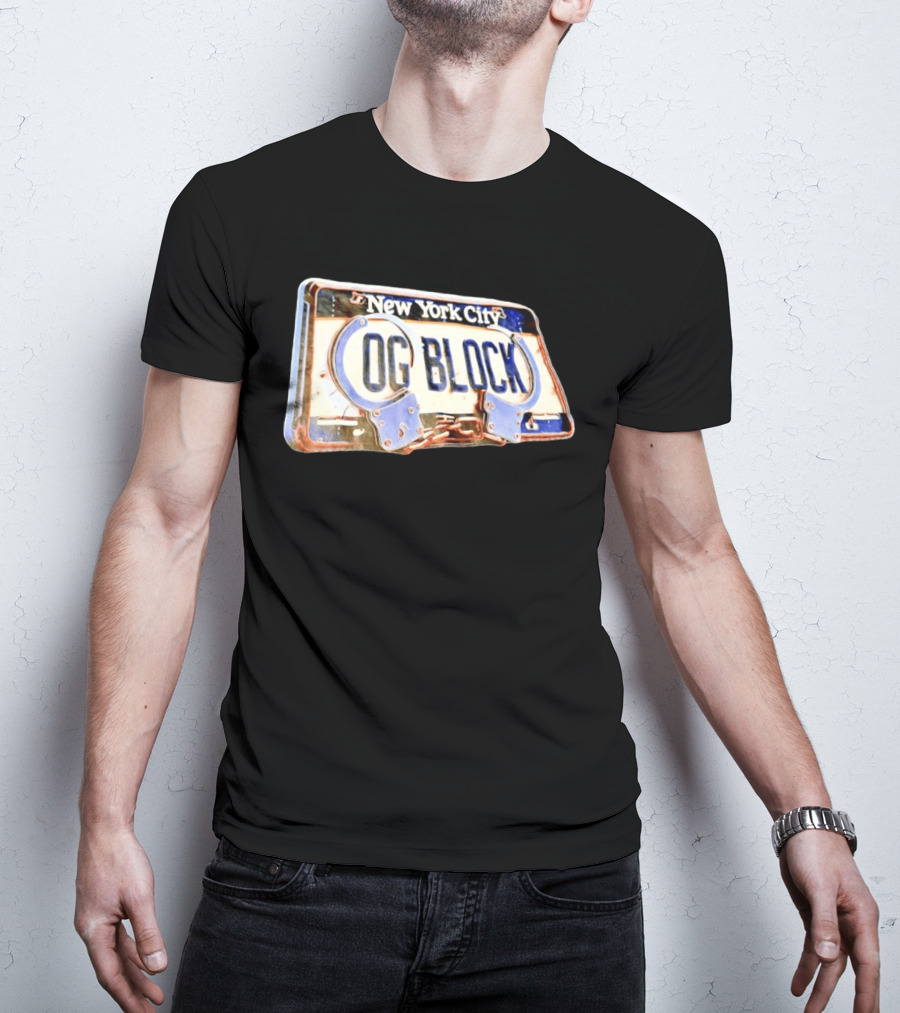 New York City OG Block License Plate Handcuffs T-Shirt