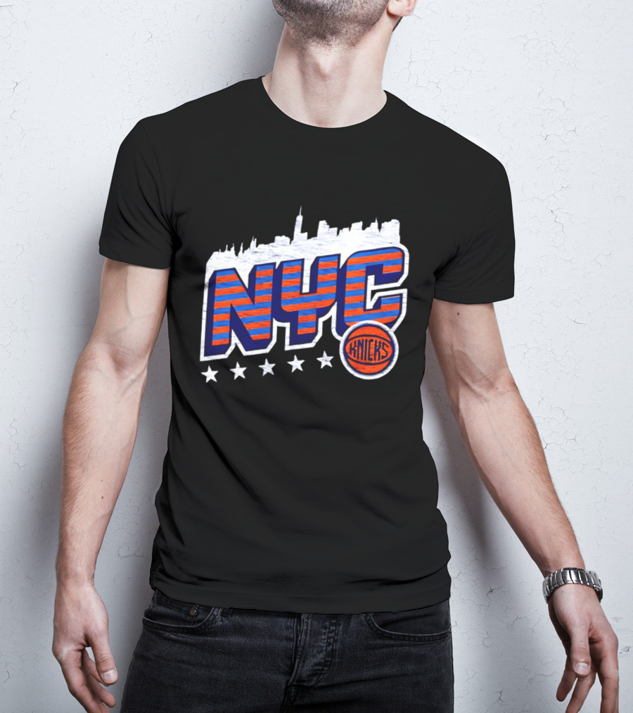 NYC Knicks Skyline Stars Basketball Fan Gear T-Shirt