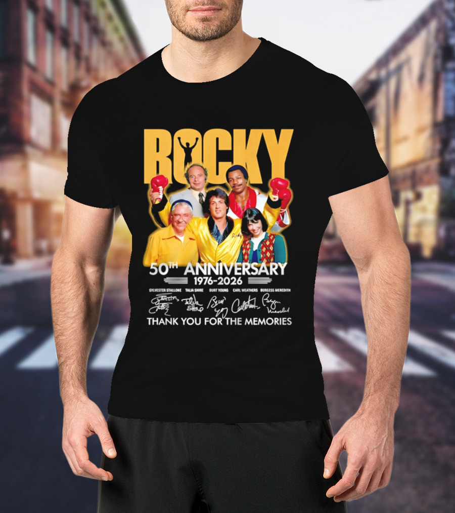 Rocky 50th Anniversary 1976 2026 Thank You For The Memories Celebrating Iconic Movie Legends T-Shirt