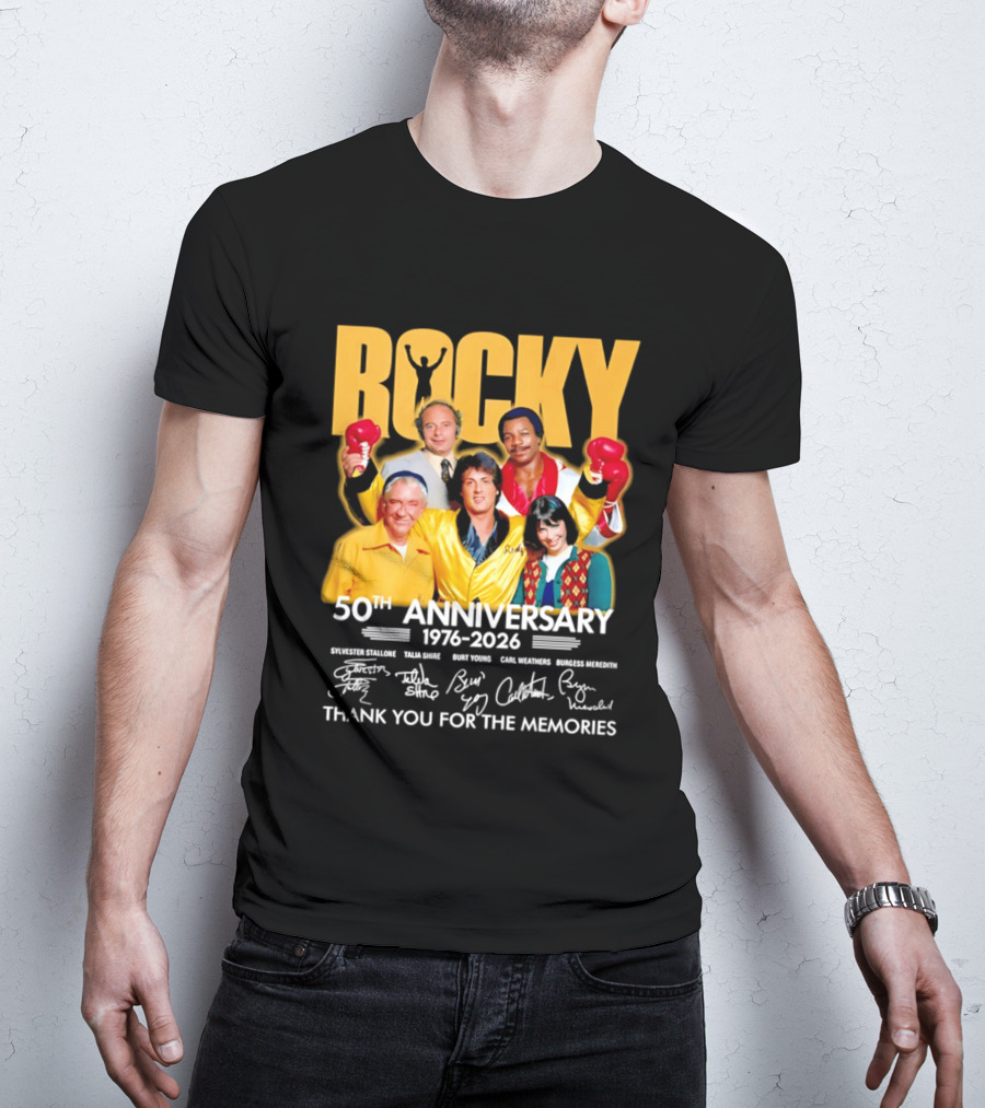 Rocky 50th Anniversary 1976 2026 Thank You For The Memories Celebrating Iconic Movie Legends T-Shirt