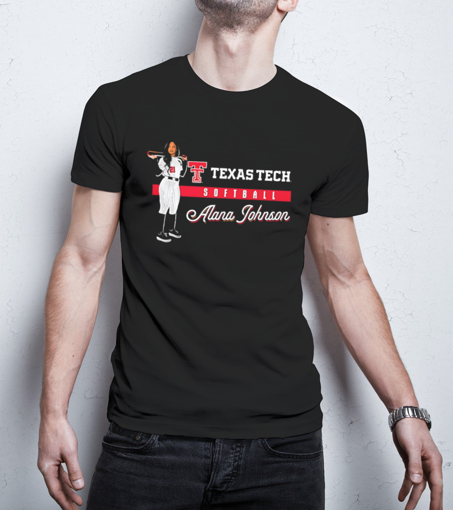 Texas Tech Softball Alana Johnson Team Spirit Logo Player 21 T-Shirt