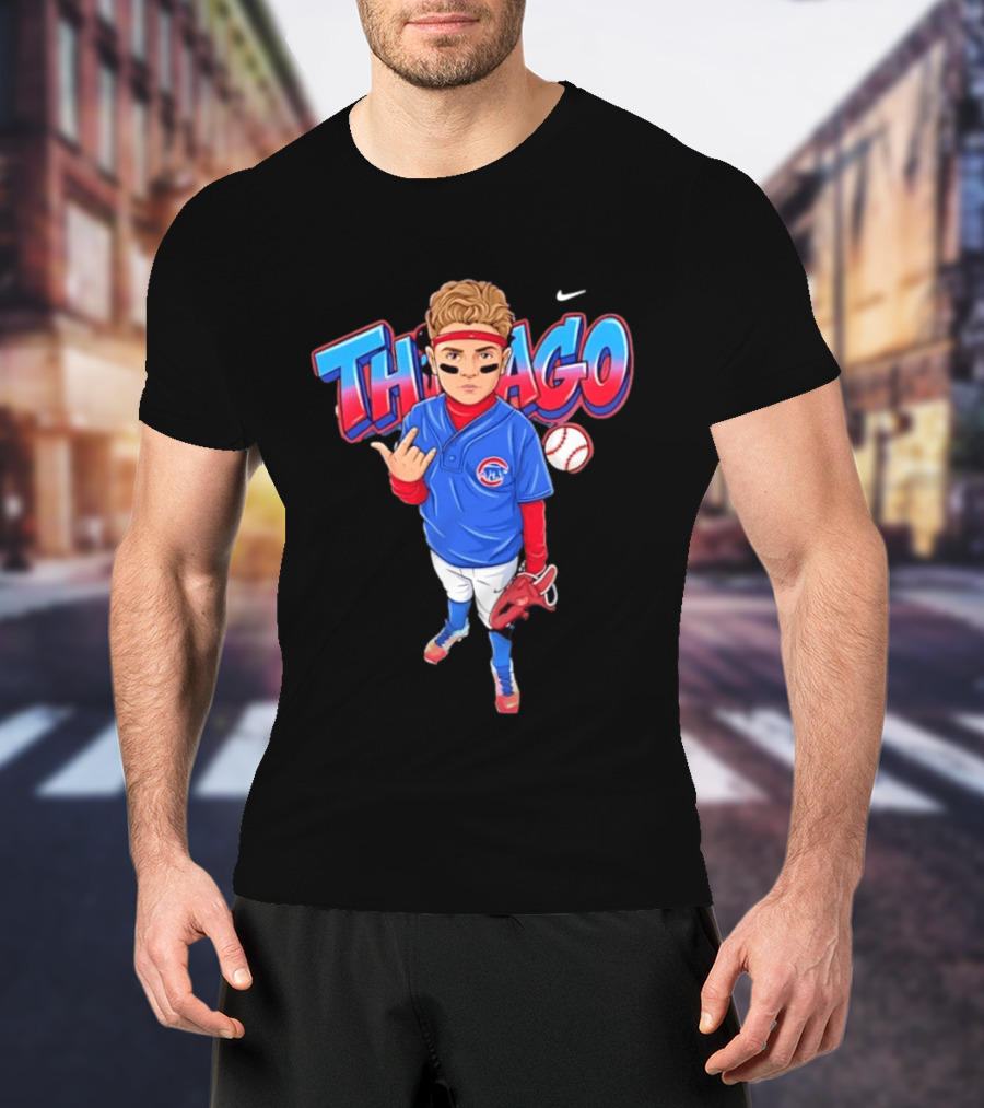 Thiago Chicago Cubs Baseball Cartoon Player Nike T-Shirt