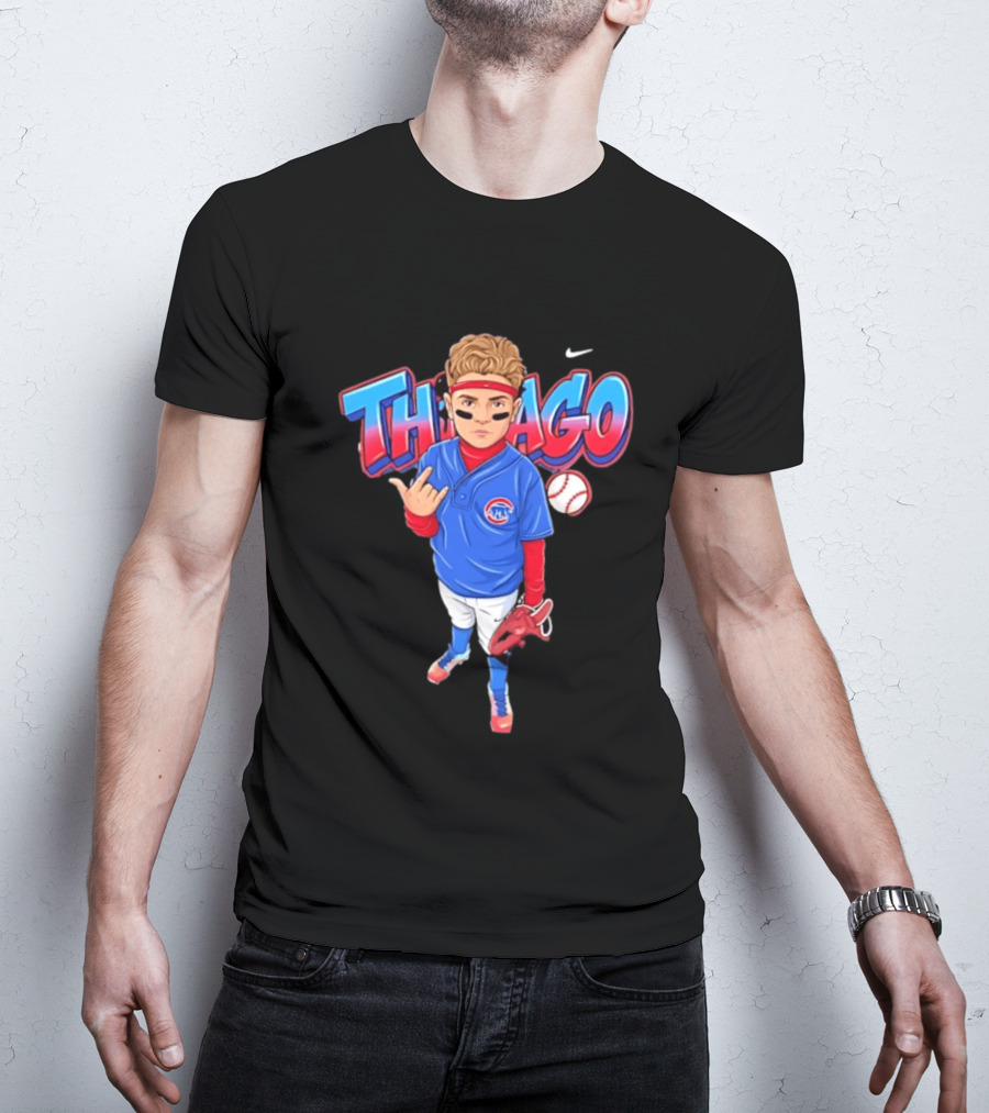 Thiago Chicago Cubs Baseball Cartoon Player Nike T-Shirt