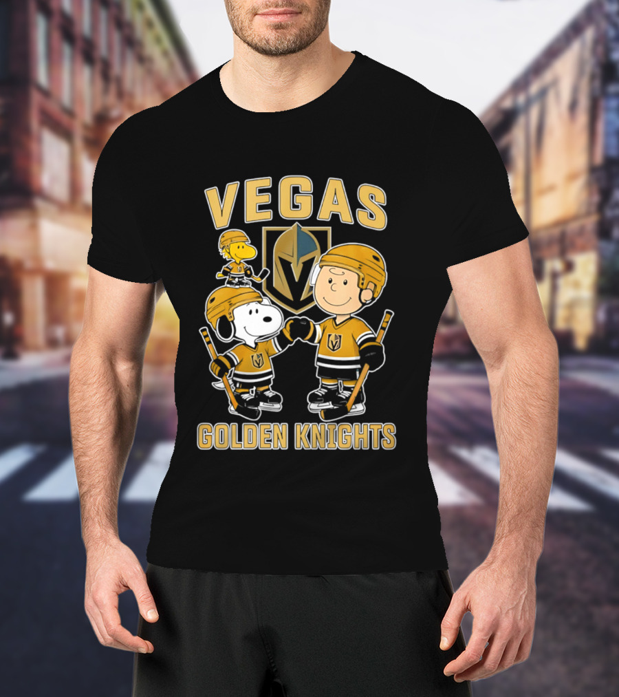 Vegas Golden Knights NHL Snoopy Charlie Brown Woodstock Hockey Team T-Shirt