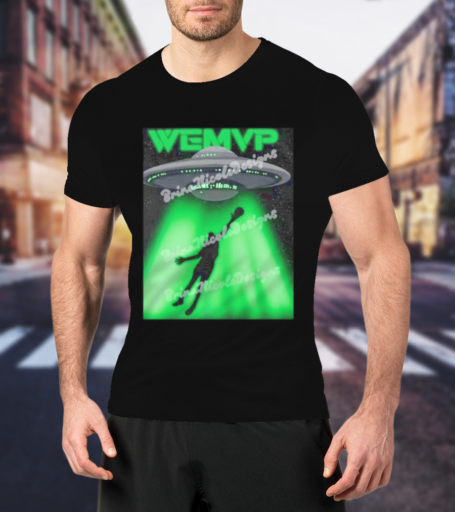 WEMVP Victor Wembanyama UFO Alien Abduction Basketball Player T-Shirt