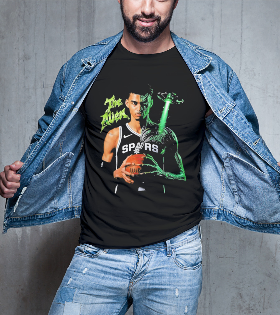 Wembanyama Spurs The Alien UFO NBA Player T-Shirt