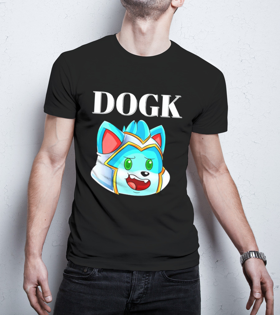 DOGK Cute Cartoon Character Blue Dog Head T-Shirt