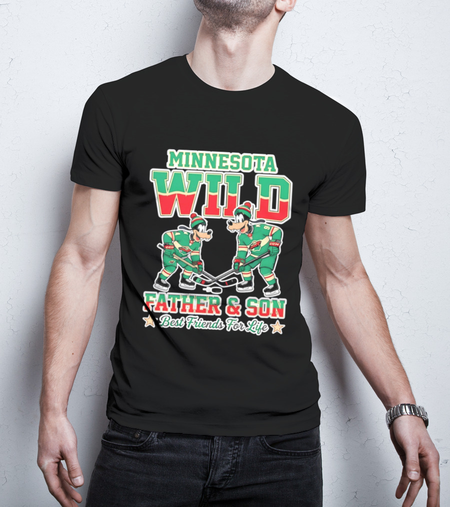 Minnesota Wild Goofy Father And Son Best Friends For Life NHL Hockey T-Shirt