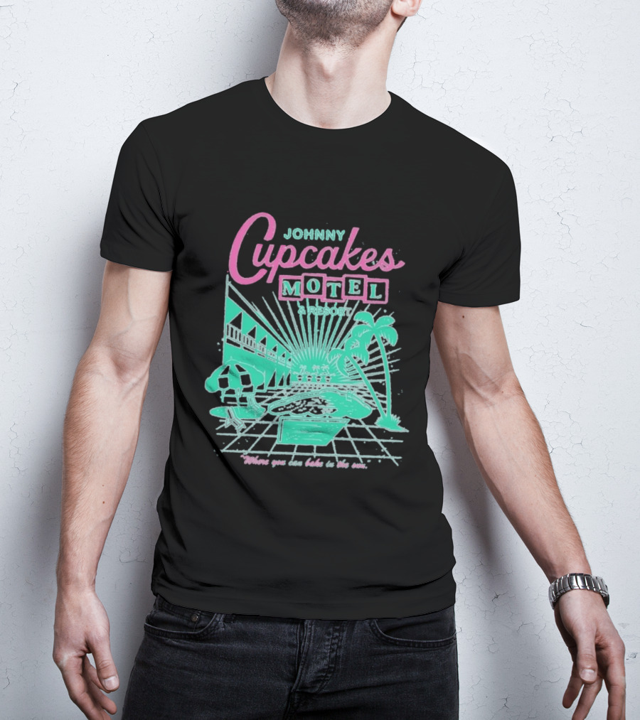 Johnny Cupcakes Motel Retro Resort Poolside Vibes Bake In The Sun Experience T-Shirt