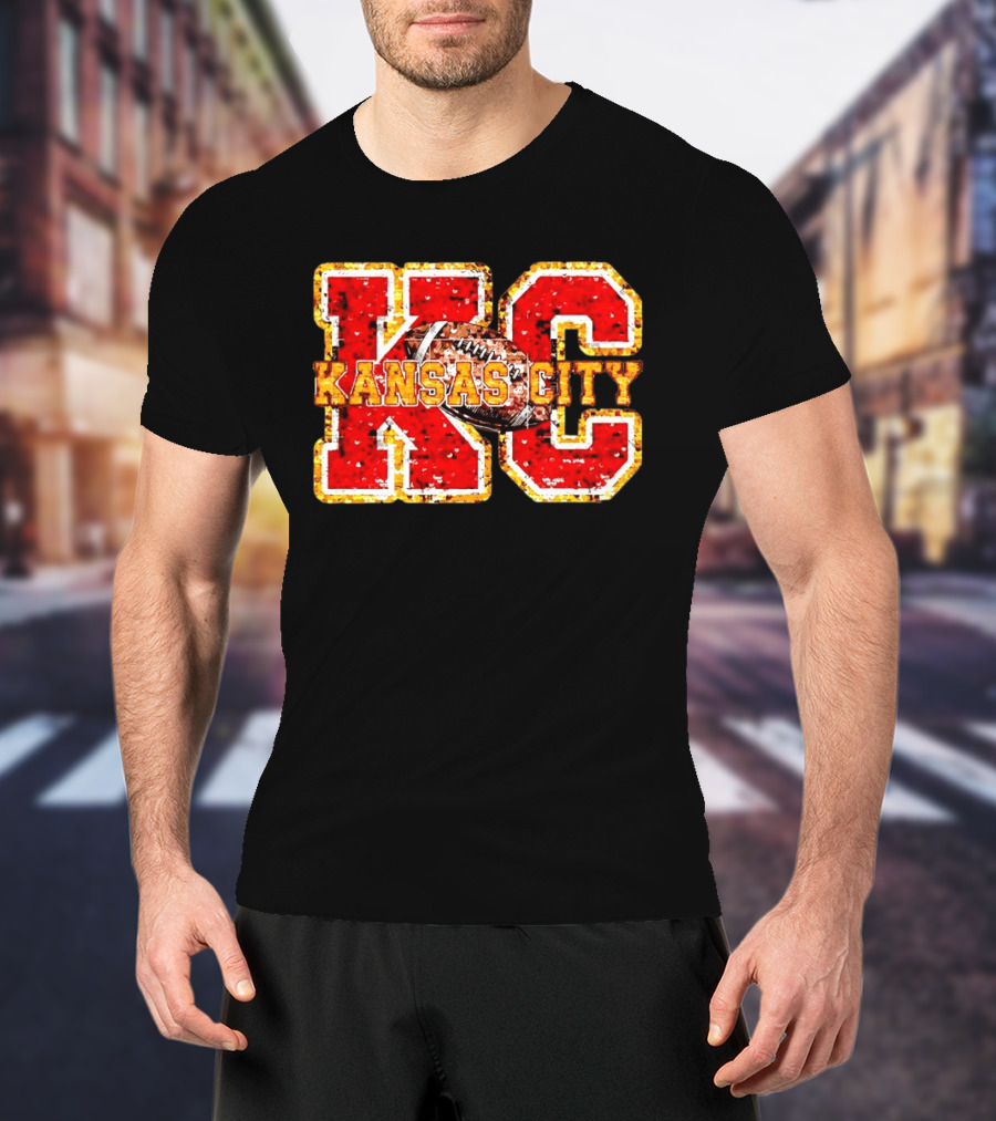Kansas City Chiefs Football KC Faux Sequin T-Shirt