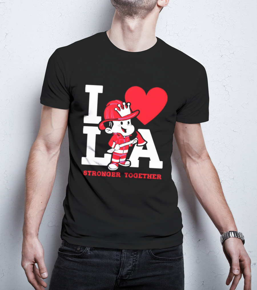 I Love LA Firefighter Stronger Together T-Shirt