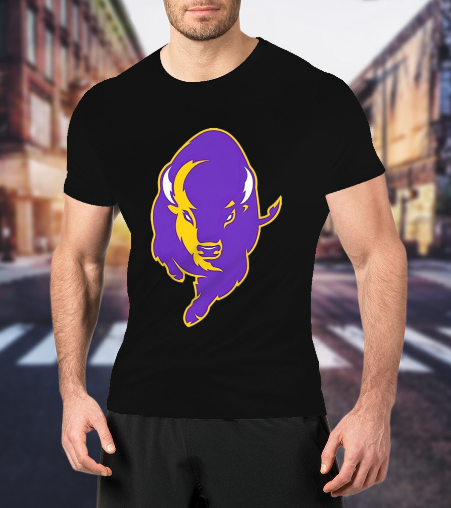 Lipscomb Bisons Purple And Yellow Charging Bison T-Shirt