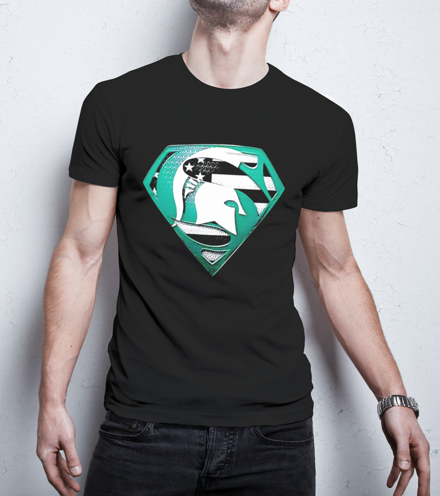 Michigan State Spartans Superman American Flag T-Shirt