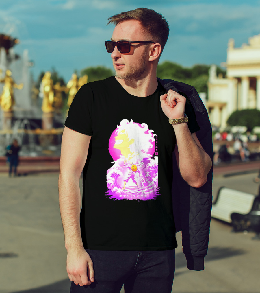 Monkey D. Luffy Gear 5 Gomu Gomu No Mi Waves One Piece Pink Aesthetic T-Shirt