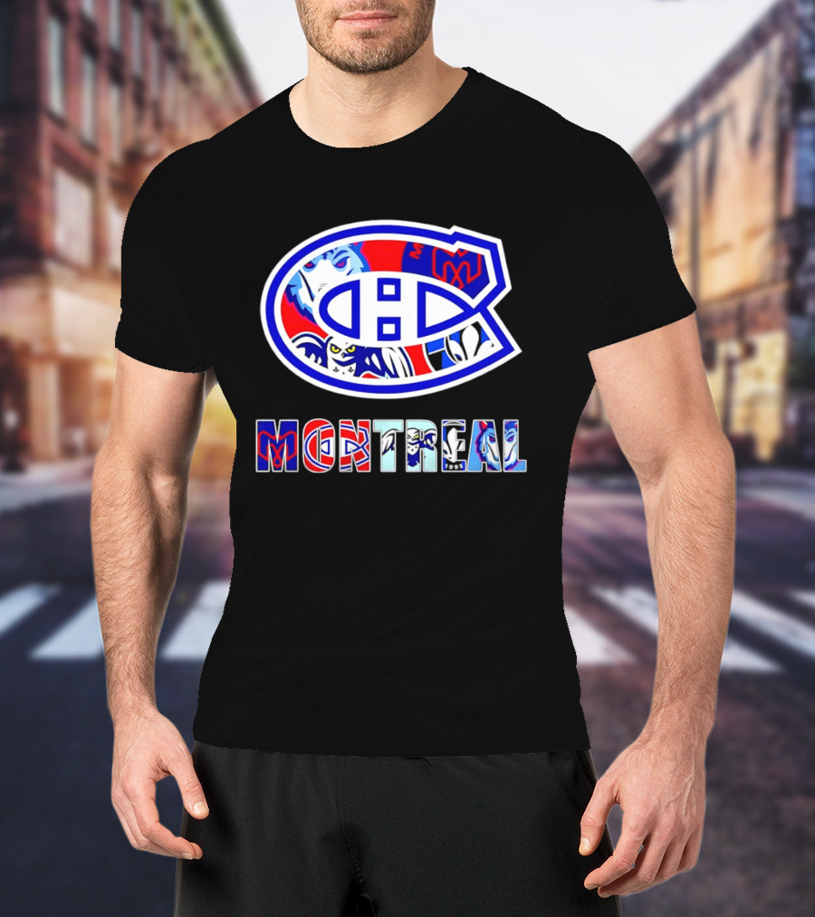 Montreal Canadiens And Sports Teams Emblem Montage T-Shirt