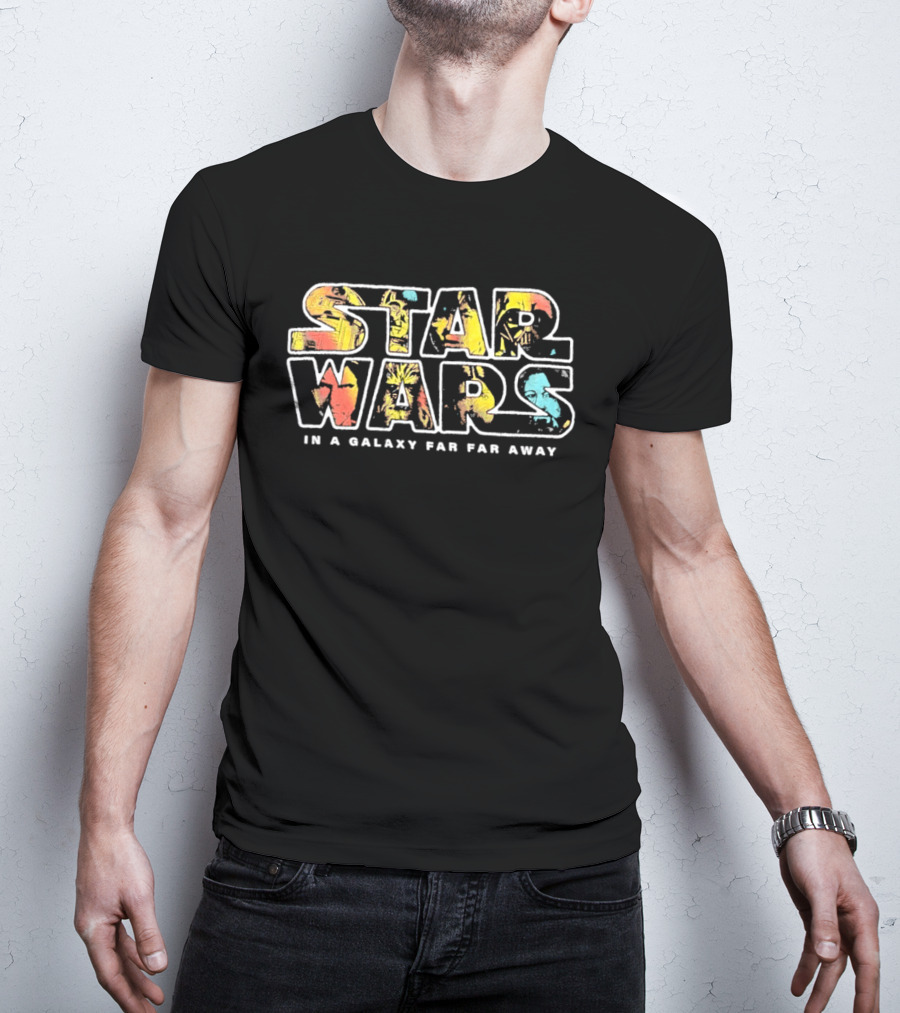 Star Wars In A Galaxy Far Far Away R2D2 C3PO Luke Skywalker Darth Vader Han Solo Chewbacca Leia T-Shirt