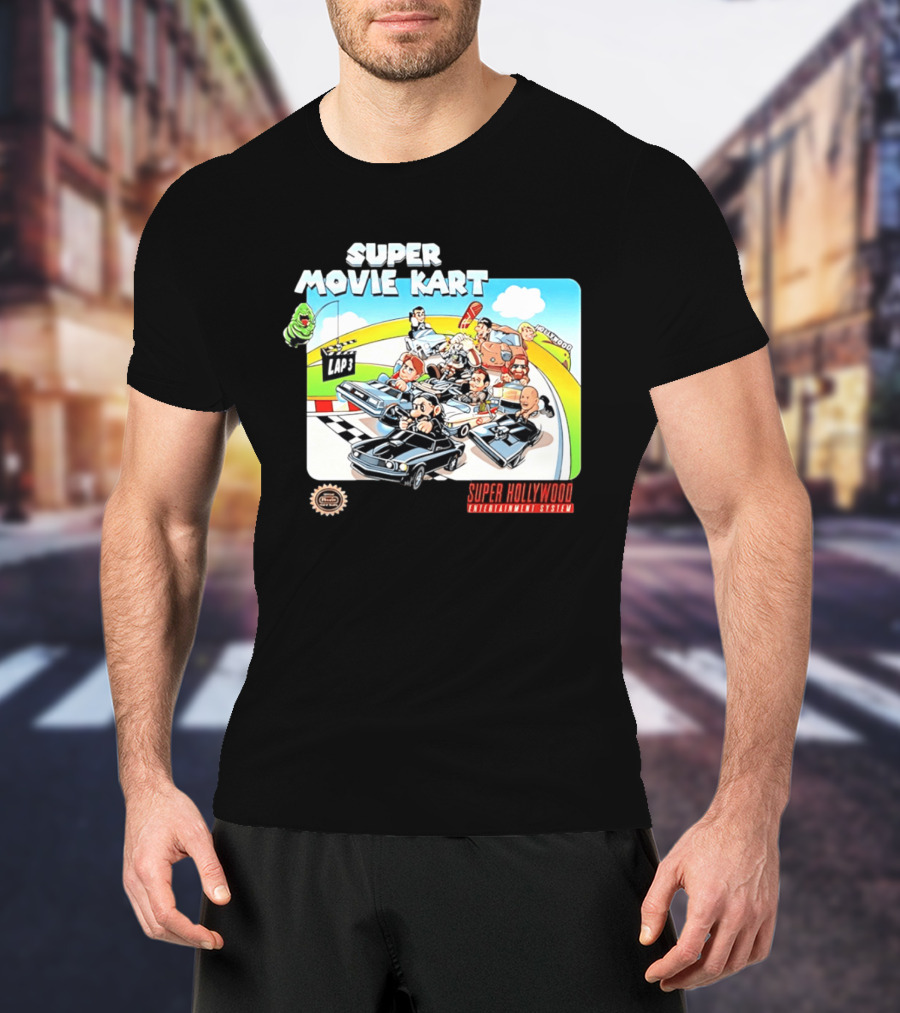 Super Movie Kart Super Hollywood Entertainment System John Wick Back To The Future Ghostbusters Mad Max Rocky T-Shirt