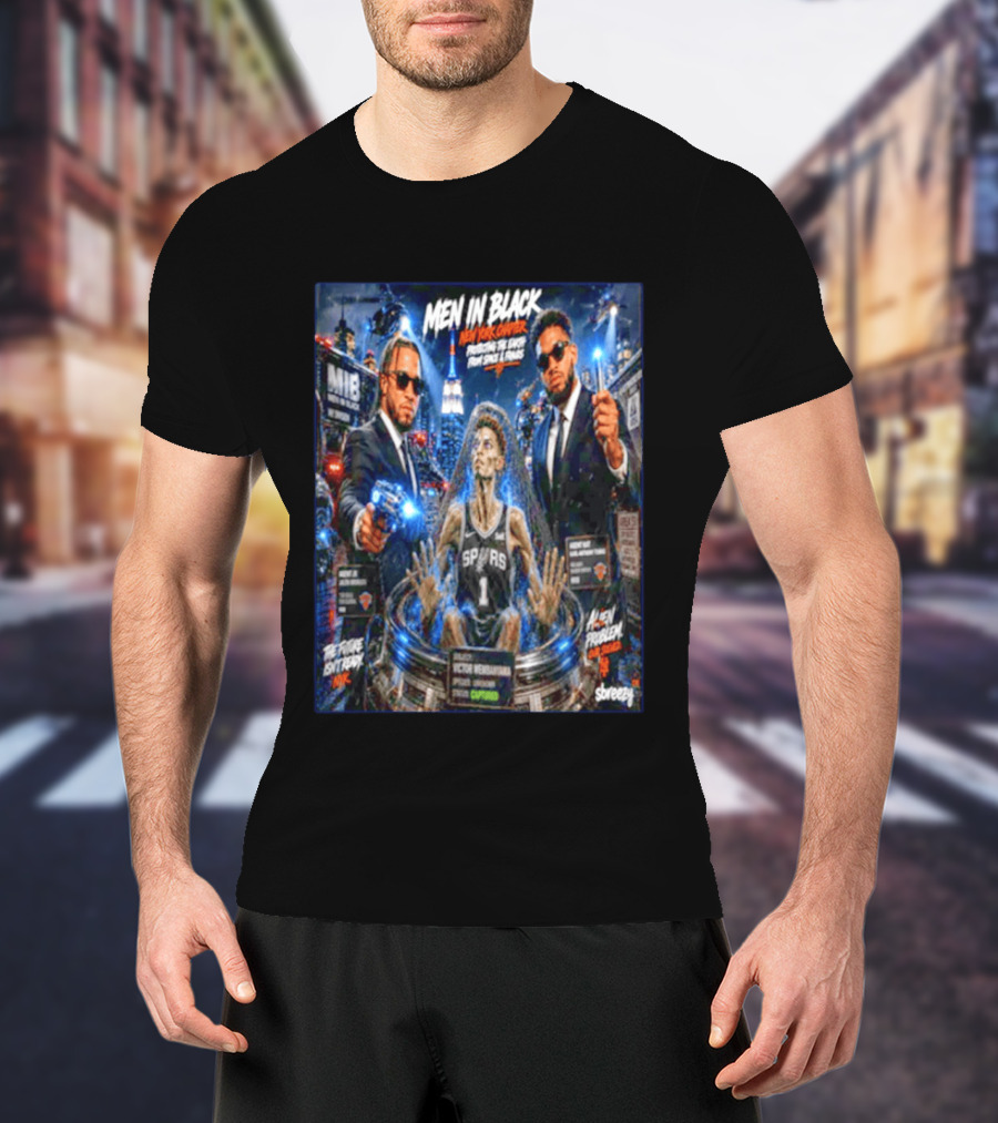 Victor Wembanyama Men In Black New York Crossover Knicks Vs Spurs NBA Showdown T-Shirt