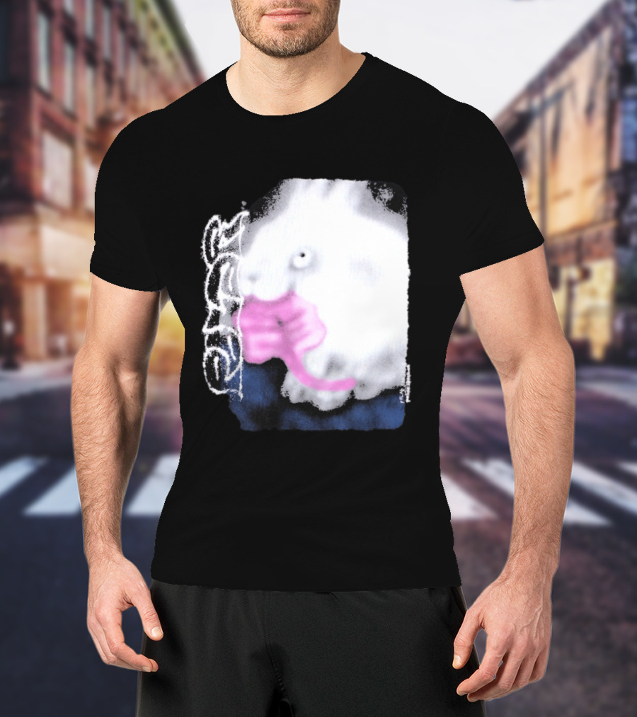 Flatspot Polar Rabbit With Pink Ribbon T-Shirt