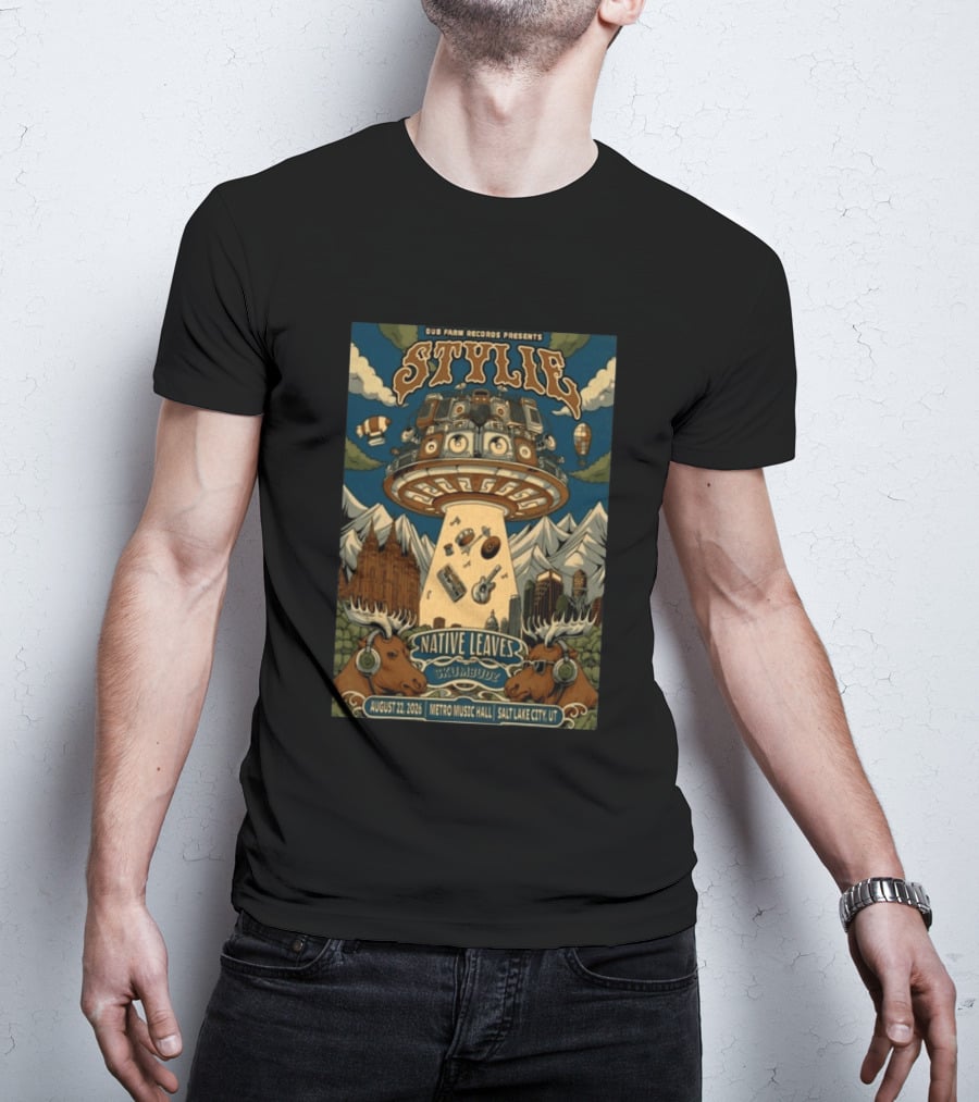 Dub Farm Records Presents Stylie Native Leaves Skumbudz Salt Lake City UT August 22 2026 Metro Music Hall T-Shirt