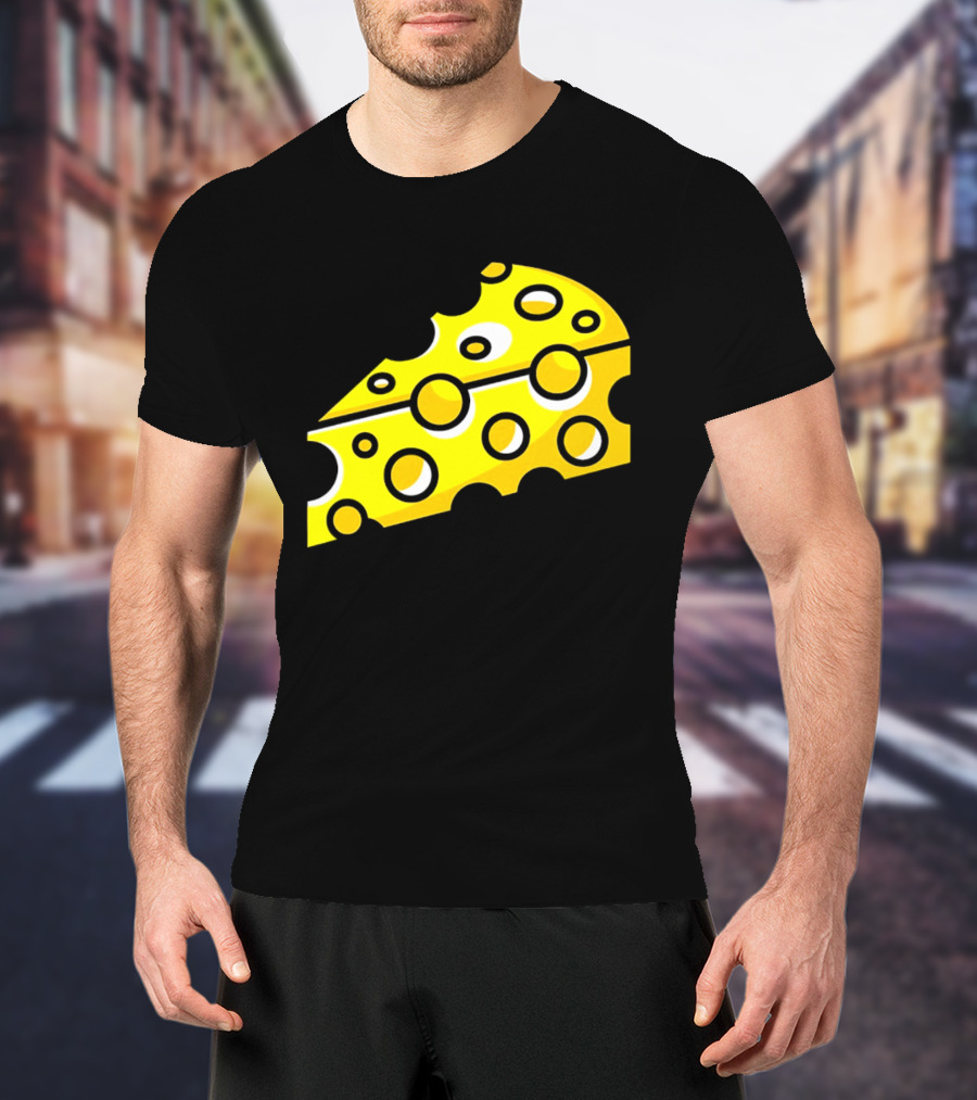 Swiss Cheese Hole Yellow Food Slice Dairy Snack Culinary T-Shirt