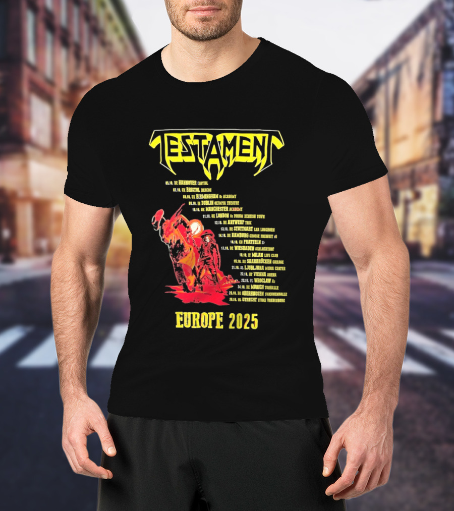 Testament Europe 2025 Tour Western Outlaw Dates T-Shirt