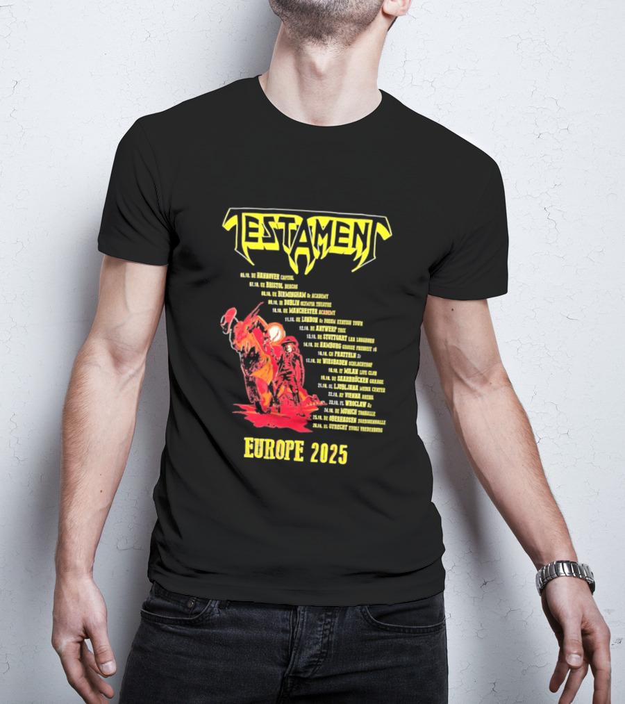 Testament Europe 2025 Tour Western Outlaw Dates T-Shirt