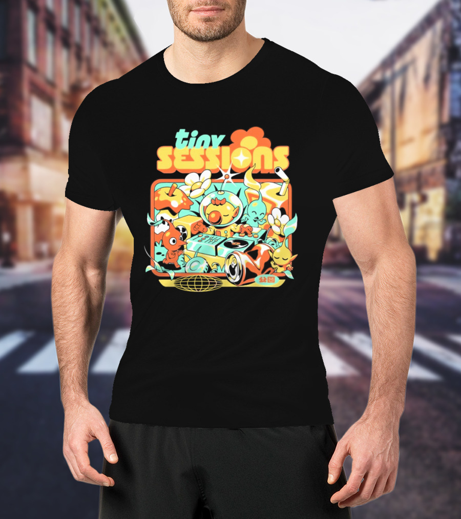 Tiny Sessions Robot DJ And Dancing Creatures T-Shirt