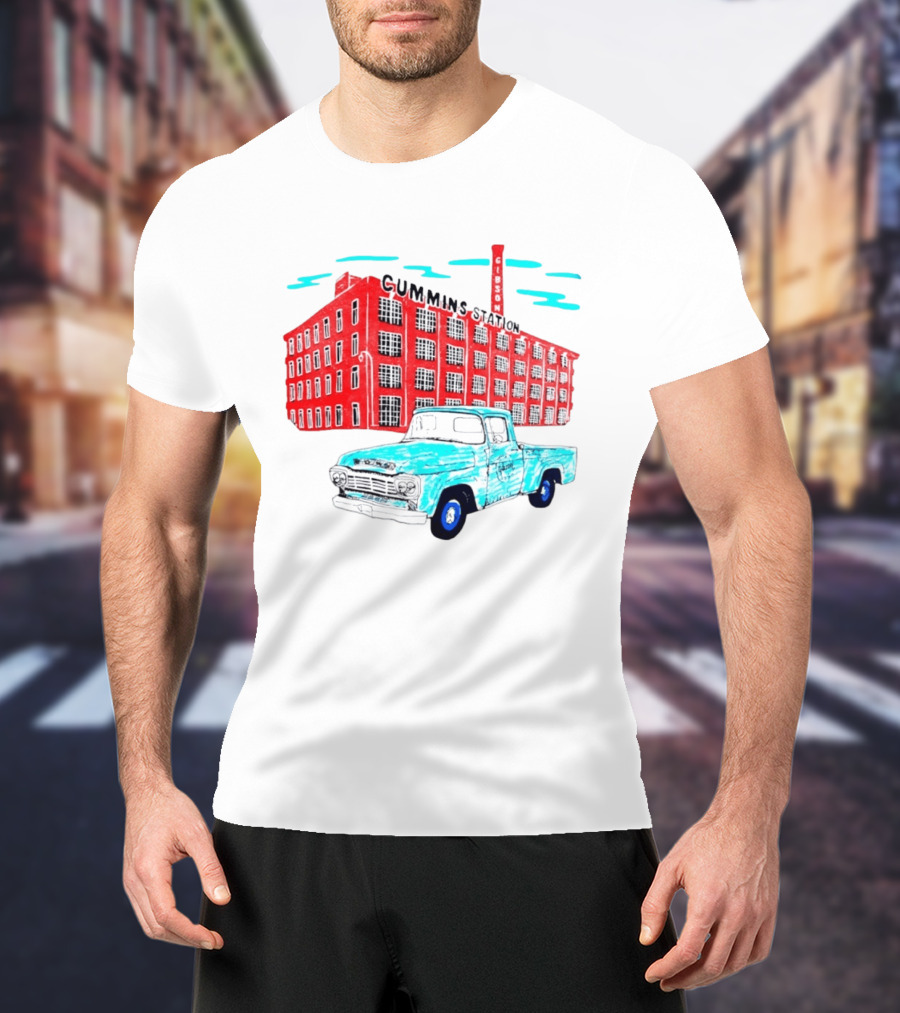 Gilson Cummins Station Vintage Truck And Building Scene T-Shirt