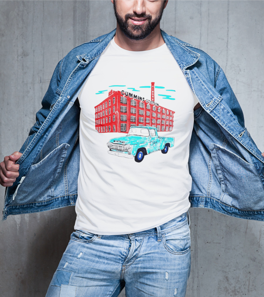 Gilson Cummins Station Vintage Truck And Building Scene T-Shirt