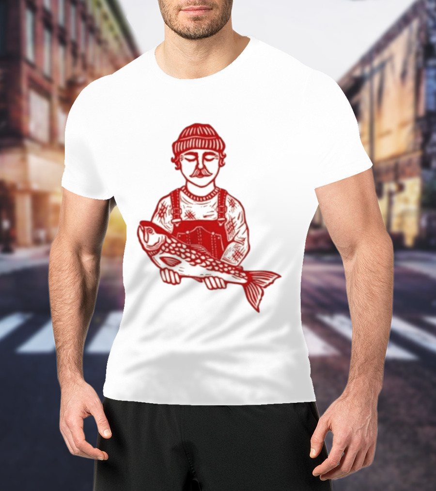 Goth Babe Fisherman Holding Fish T-Shirt