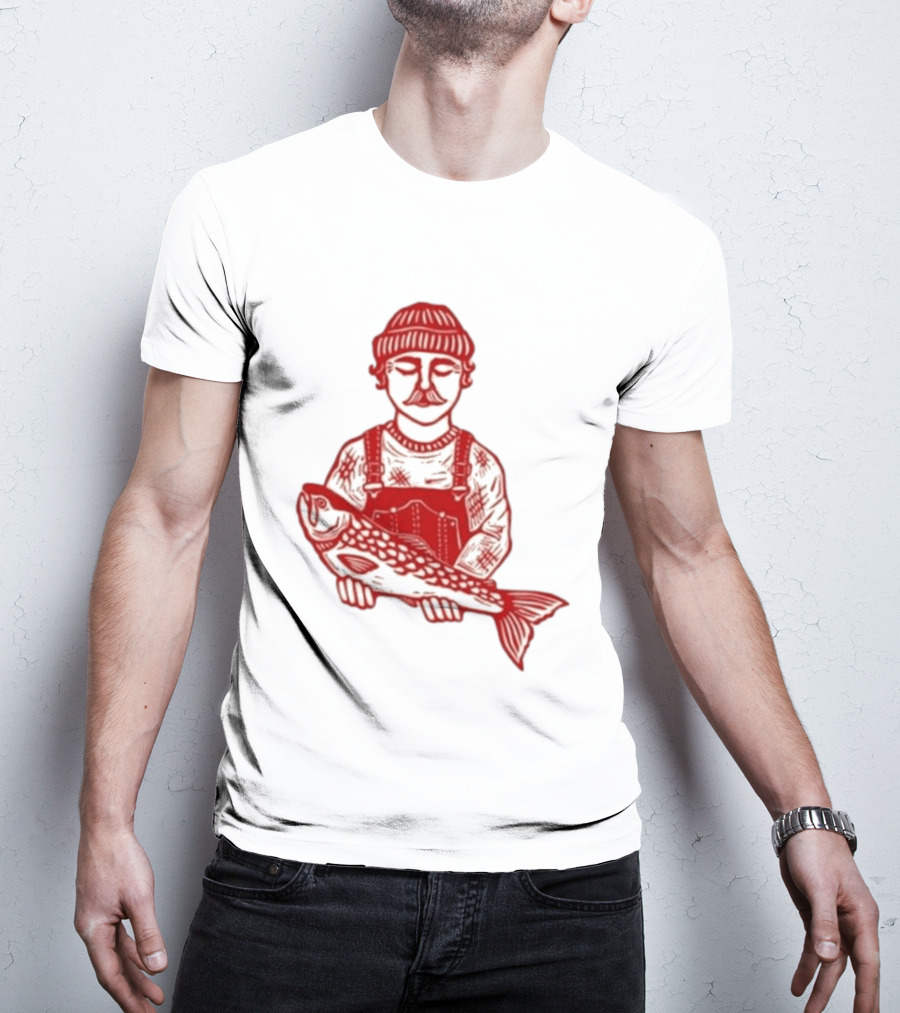 Goth Babe Fisherman Holding Fish T-Shirt