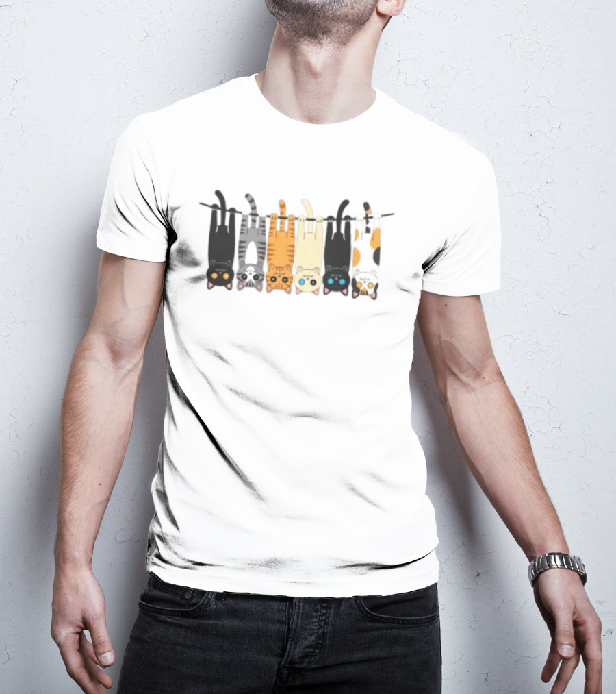 Hanging Cats On Clothesline For Cat Lover Enthusiasts T-Shirt