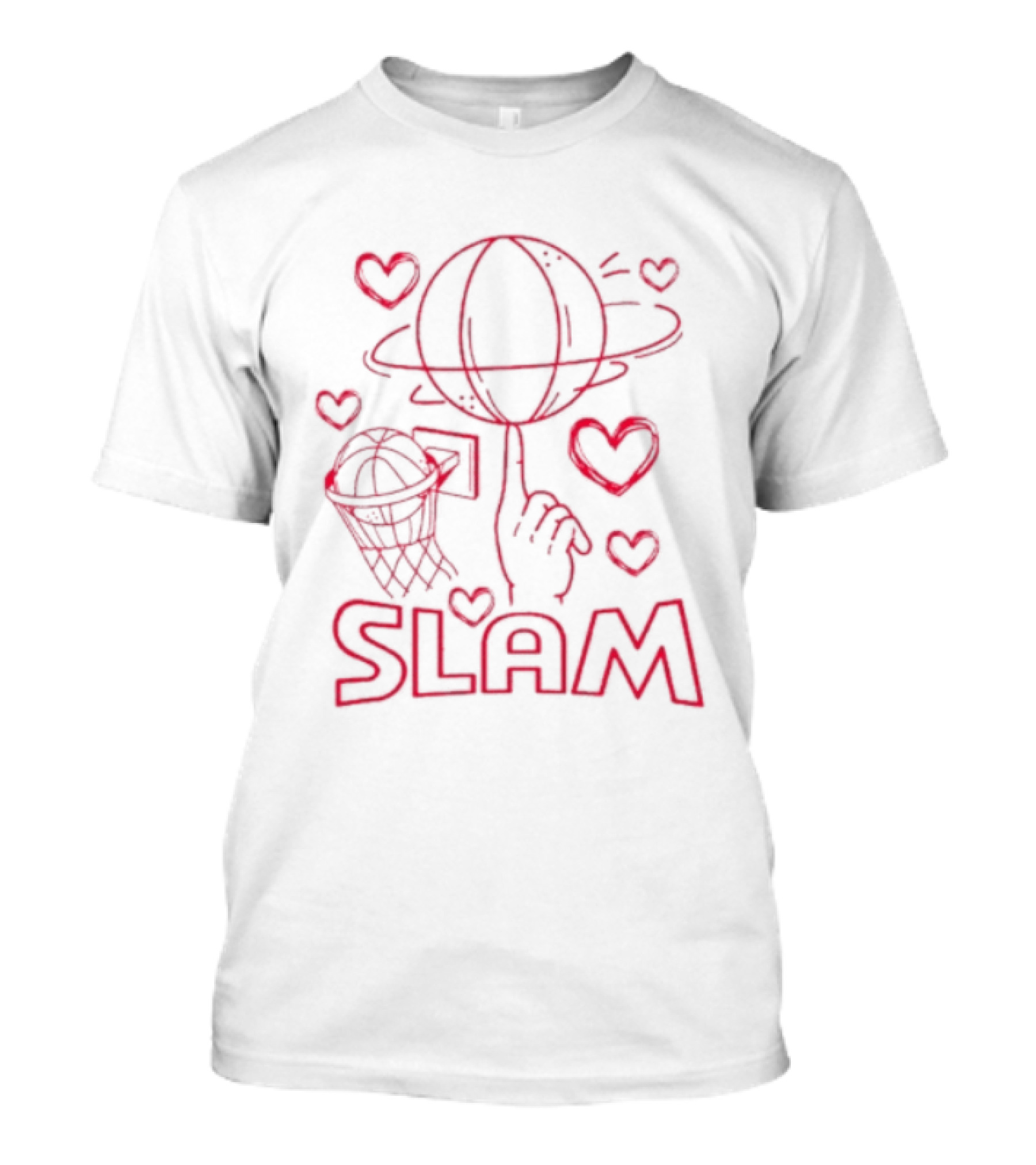 Slam Basketball Heart Hoops Hand Spinning Planet T-Shirt