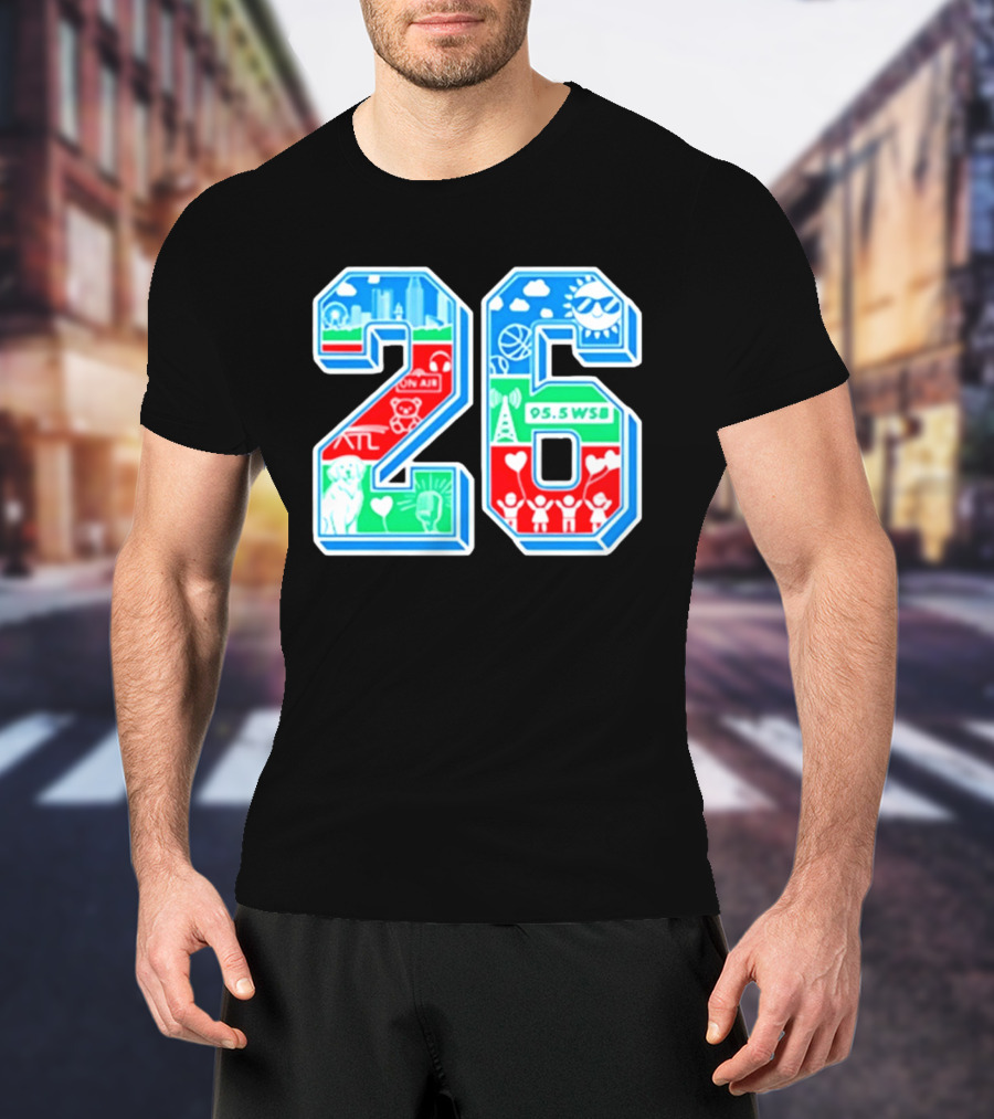26th Annual WSB Care A Thon 95.5 WSB ATL Skyline Basketball Teddy Bear Radio Sun T-Shirt