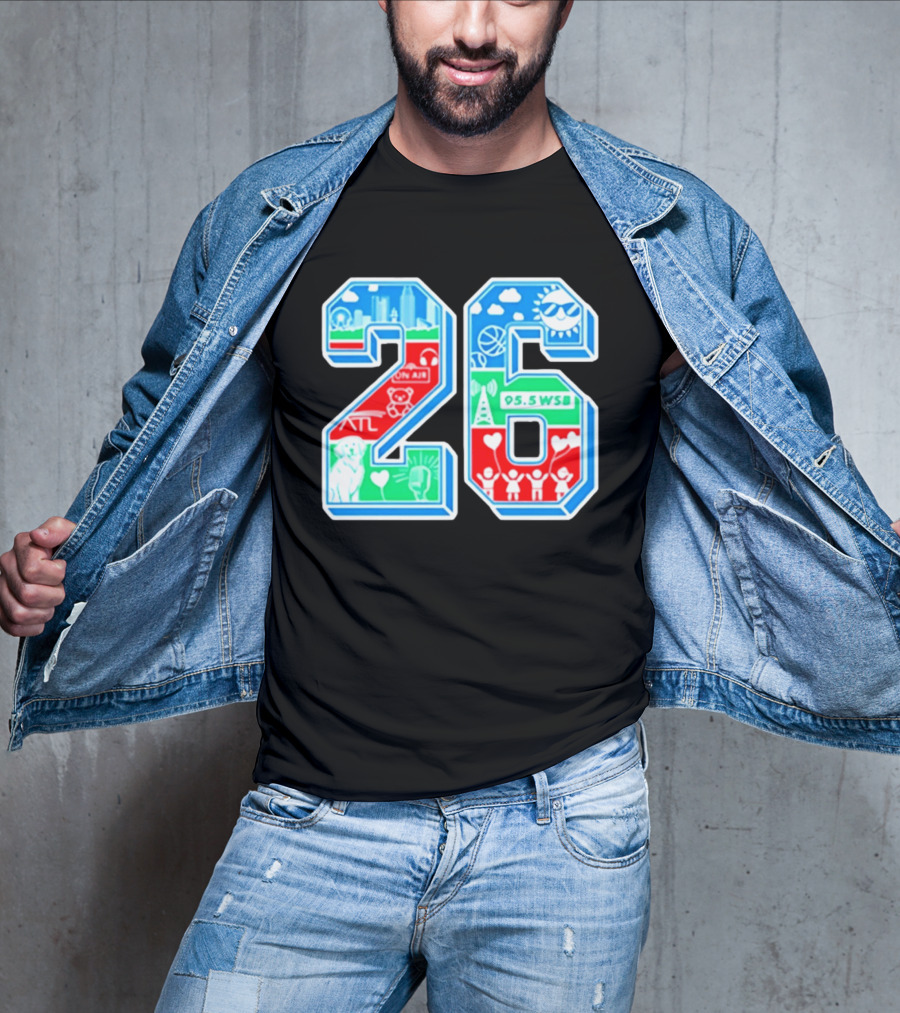 26th Annual WSB Care A Thon 95.5 WSB ATL Skyline Basketball Teddy Bear Radio Sun T-Shirt