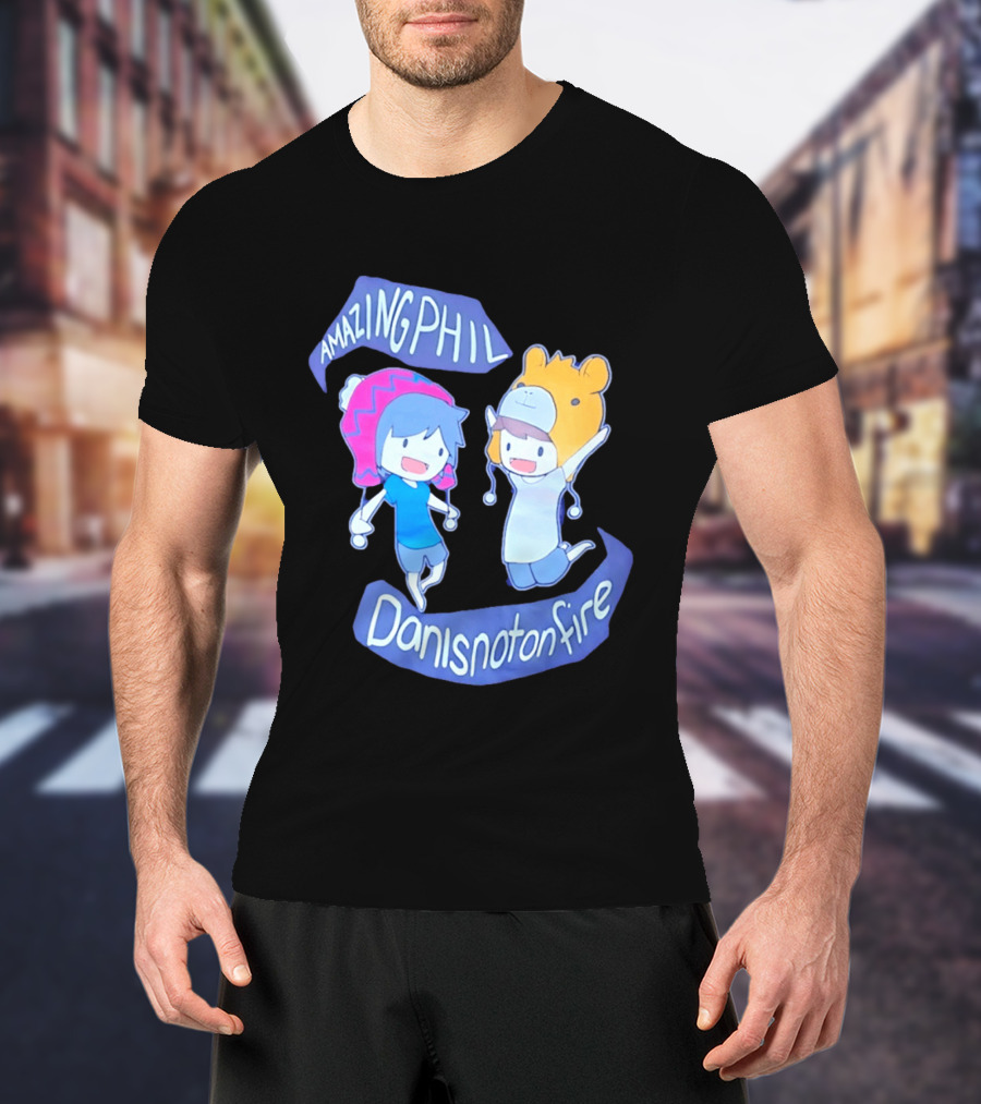 AmazingPhil Danisnotonfire Cartoon Characters In Cute Animal Hats T-Shirt