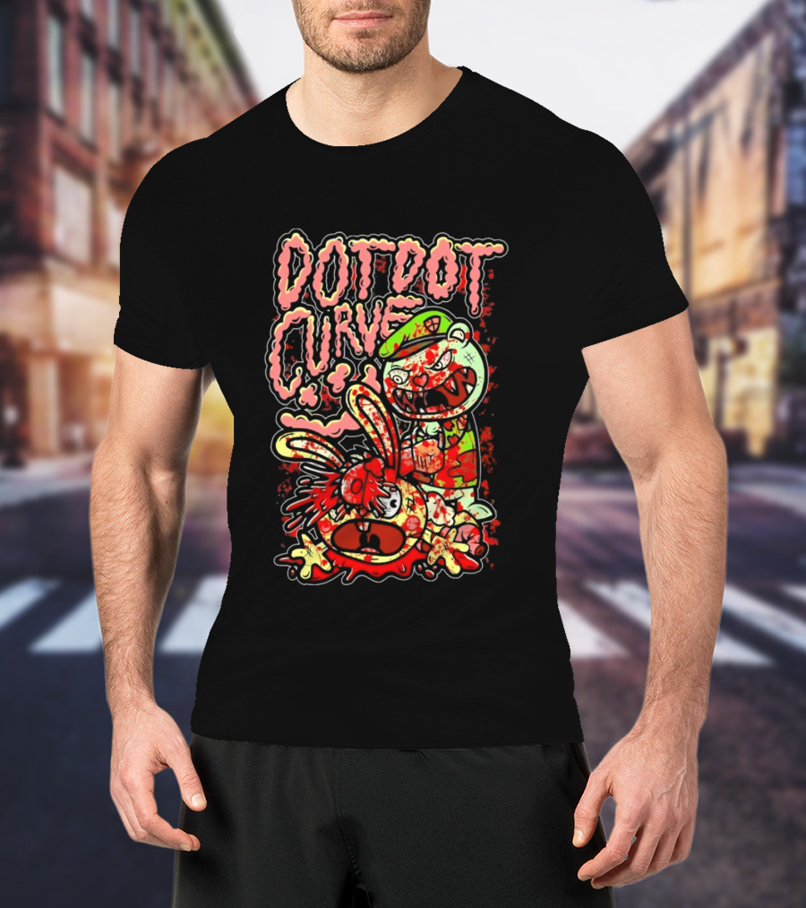 Dot Dot Curve Happy Bloodied Cartoon Friends T-Shirt