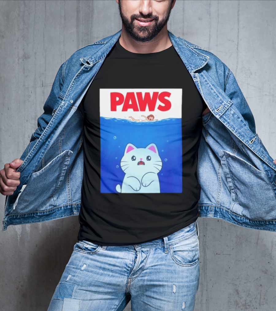 Paws Cat Parody Movie Jaws T-Shirt
