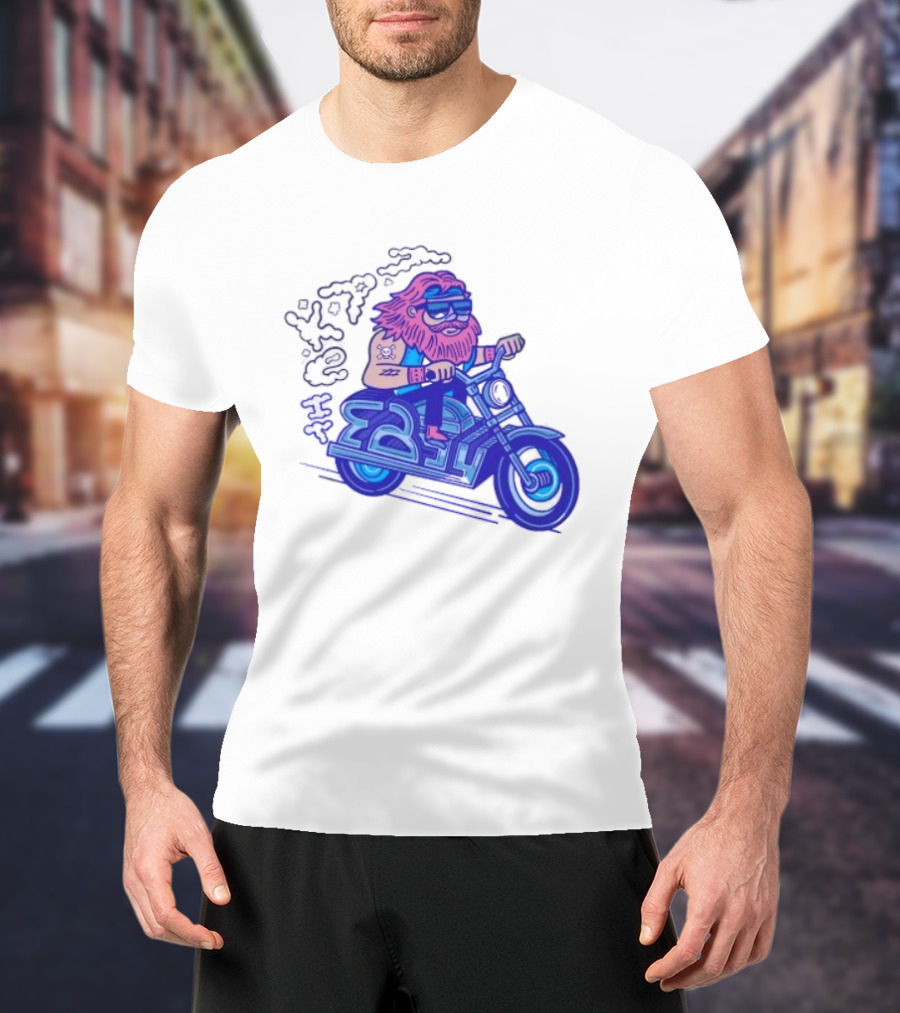 Billy Biker Cartoon Motorcycle Bearded Man T-Shirt