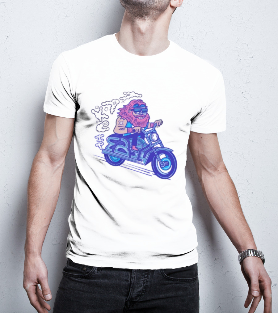 Billy Biker Cartoon Motorcycle Bearded Man T-Shirt