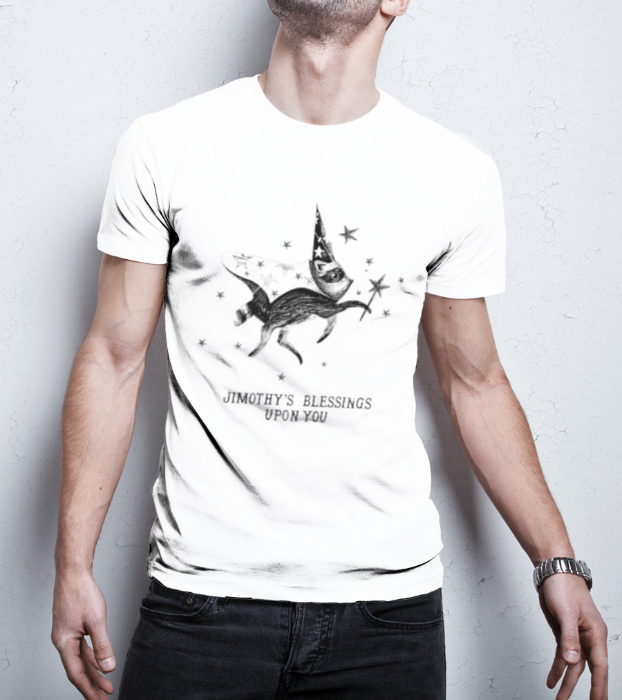 Jimothy's Blessings Upon You Wizard Raccoon Enchanting Starry Magic T-Shirt