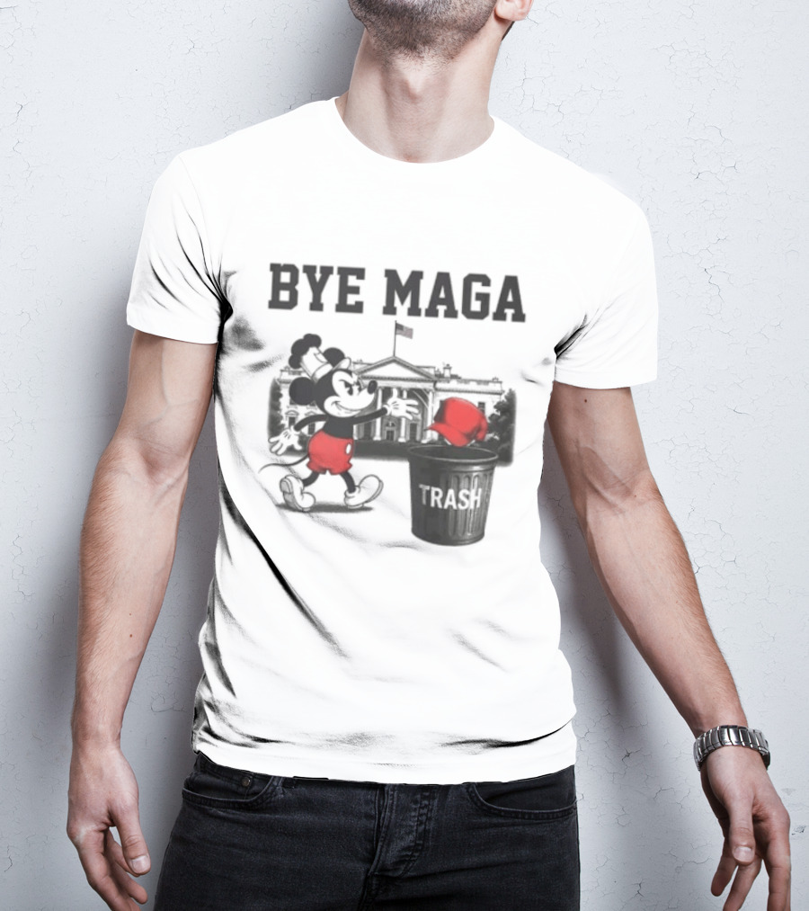 Bye Maga Trash Mickey Mouse Political Satire T-Shirt