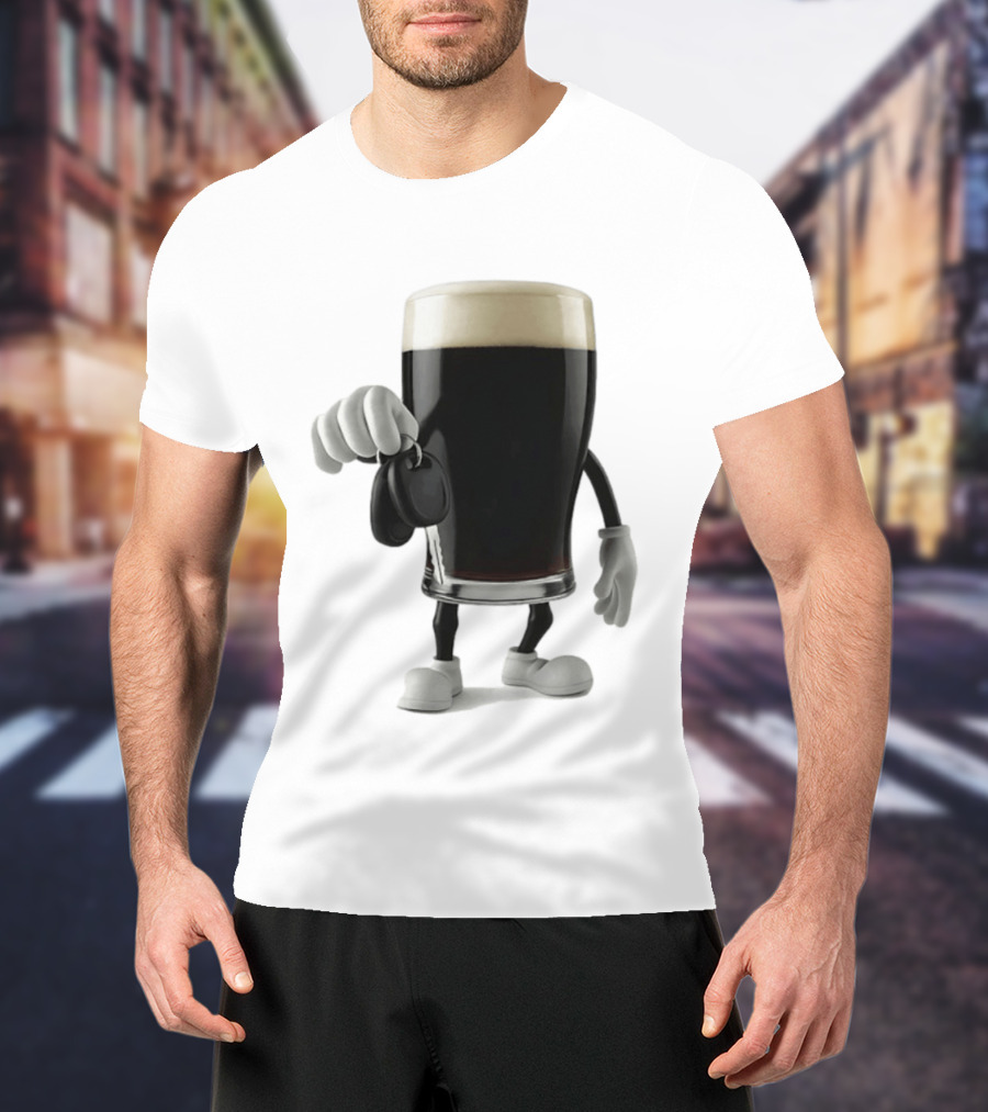 Guinness Beer Pint Holding Car Keys T-Shirt