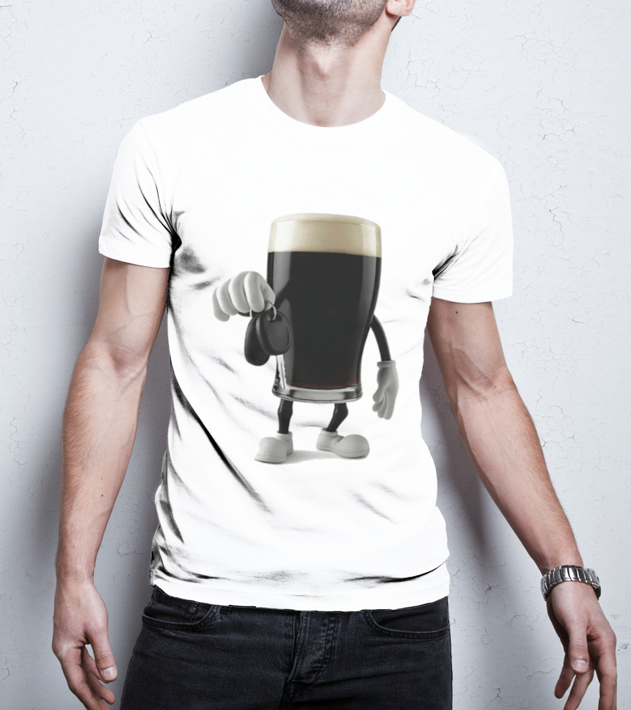 Guinness Beer Pint Holding Car Keys T-Shirt