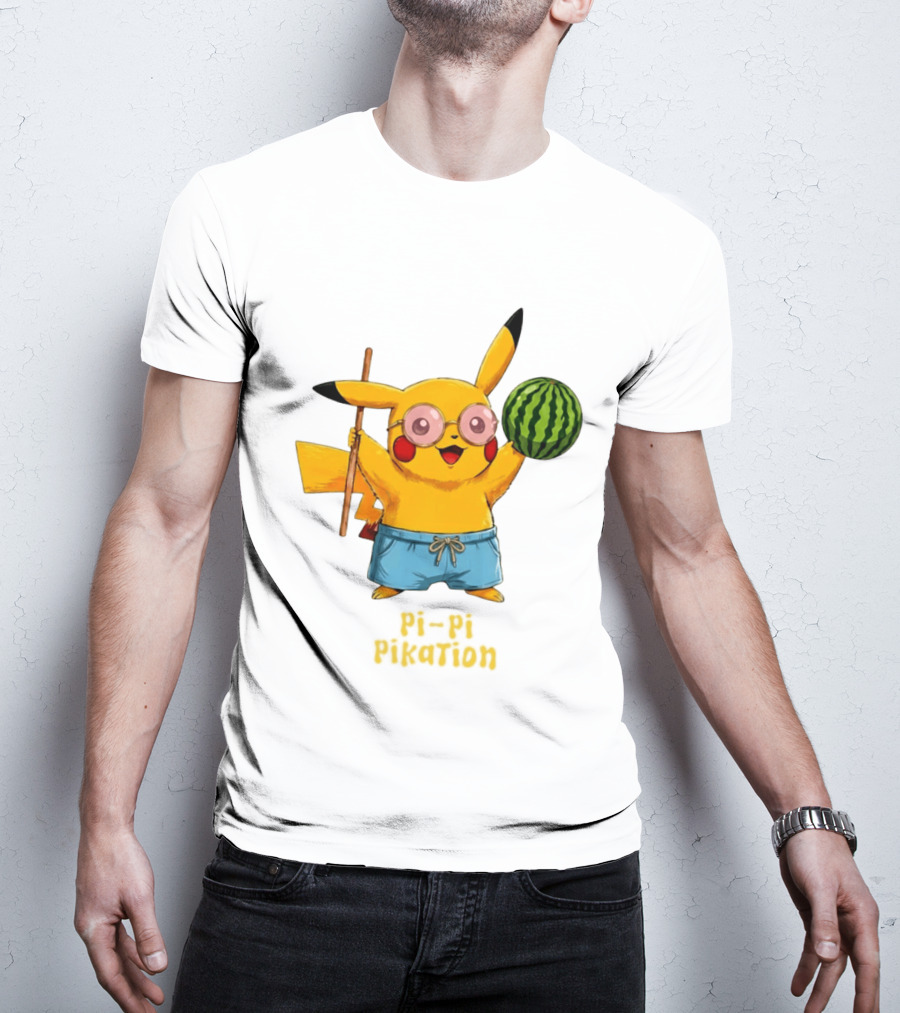 Pikachu Watermelon Summer Pi Pi Pikation Cute Sunglasses Beach T-Shirt