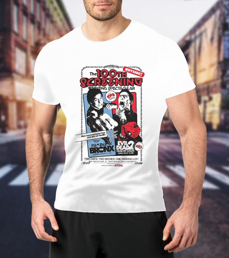 Propeller Arcade 100th Screening Weekend Spectacular Rumble In The Bronx August 22 2026 Evil Dead 2 T-Shirt