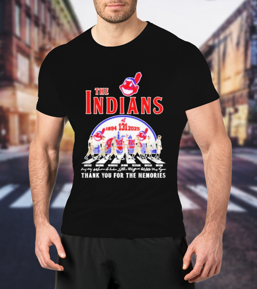 The Cleveland Indians 131st Anniversary 1894 2025 Thank You For The Memories Abbey Road Signatures T-Shirt