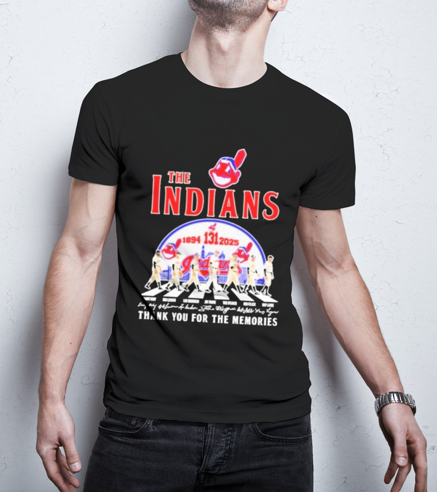 The Cleveland Indians 131st Anniversary 1894 2025 Thank You For The Memories Abbey Road Signatures T-Shirt